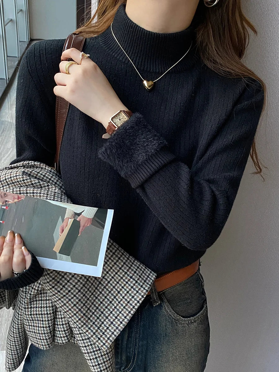Fall/Autumn Womens Velvet Turtleneck Sweater Bleasures™