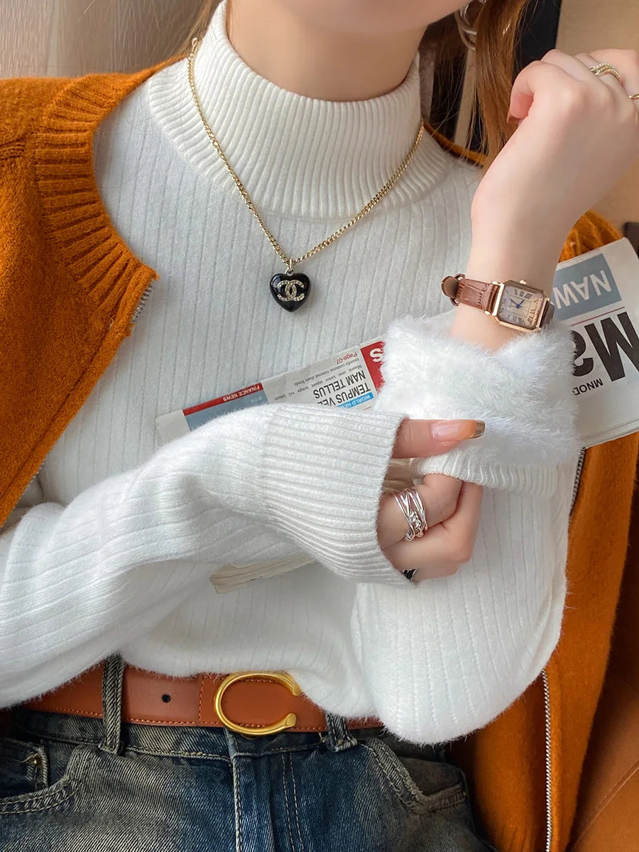 Fall/Autumn Womens Velvet Turtleneck Sweater Bleasures™