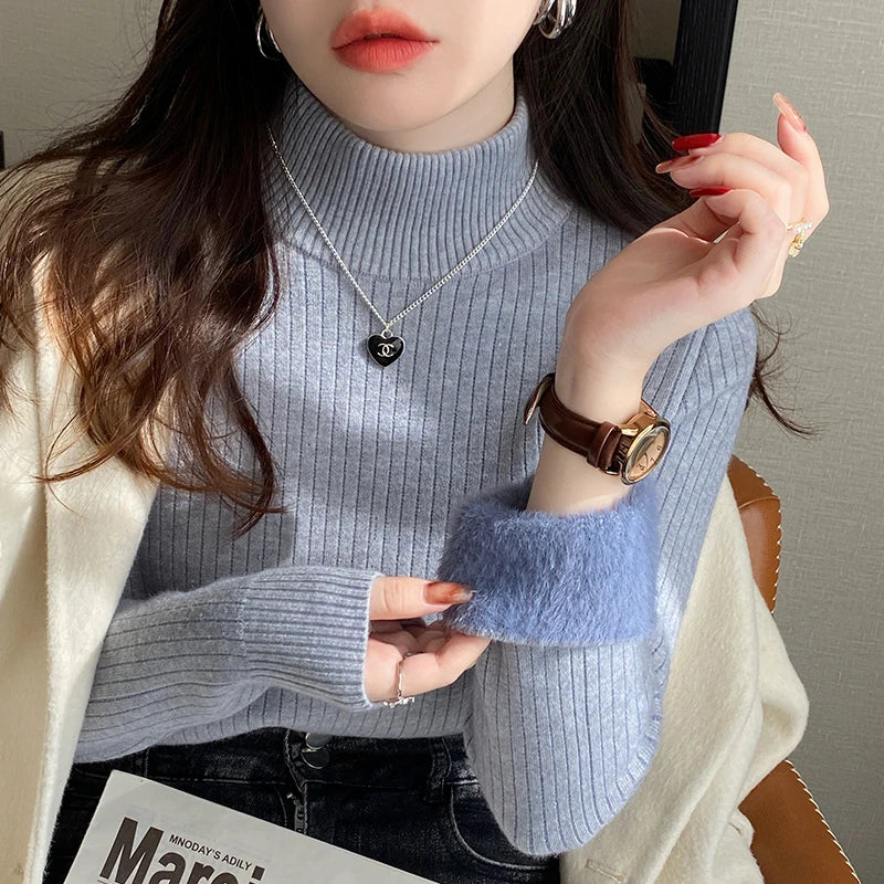 Fall/Autumn Womens Velvet Turtleneck Sweater Bleasures™