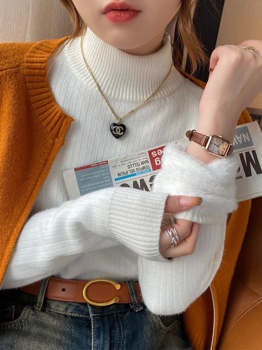 Fall/Autumn Womens Velvet Turtleneck Sweater Bleasures™