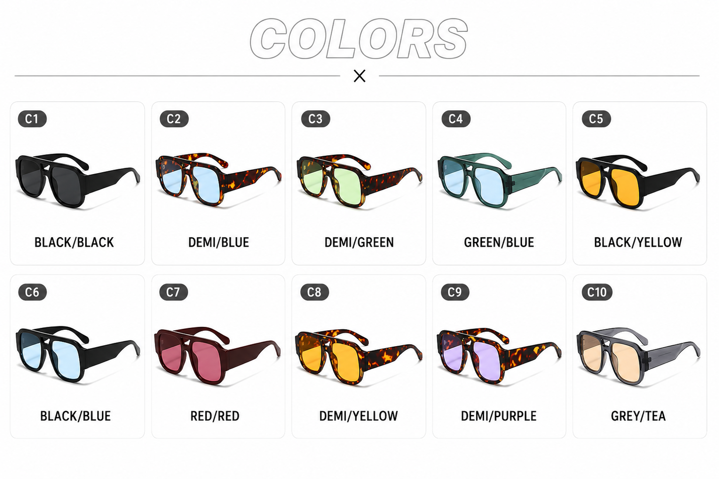Double Bridges Square Sun Glasses