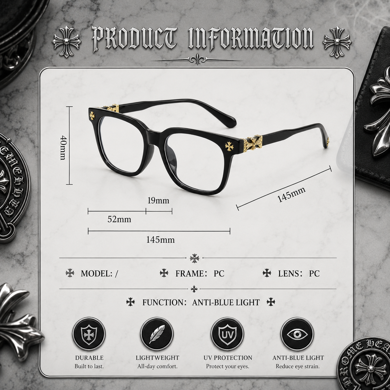 Chrome Hearts Style Glasses