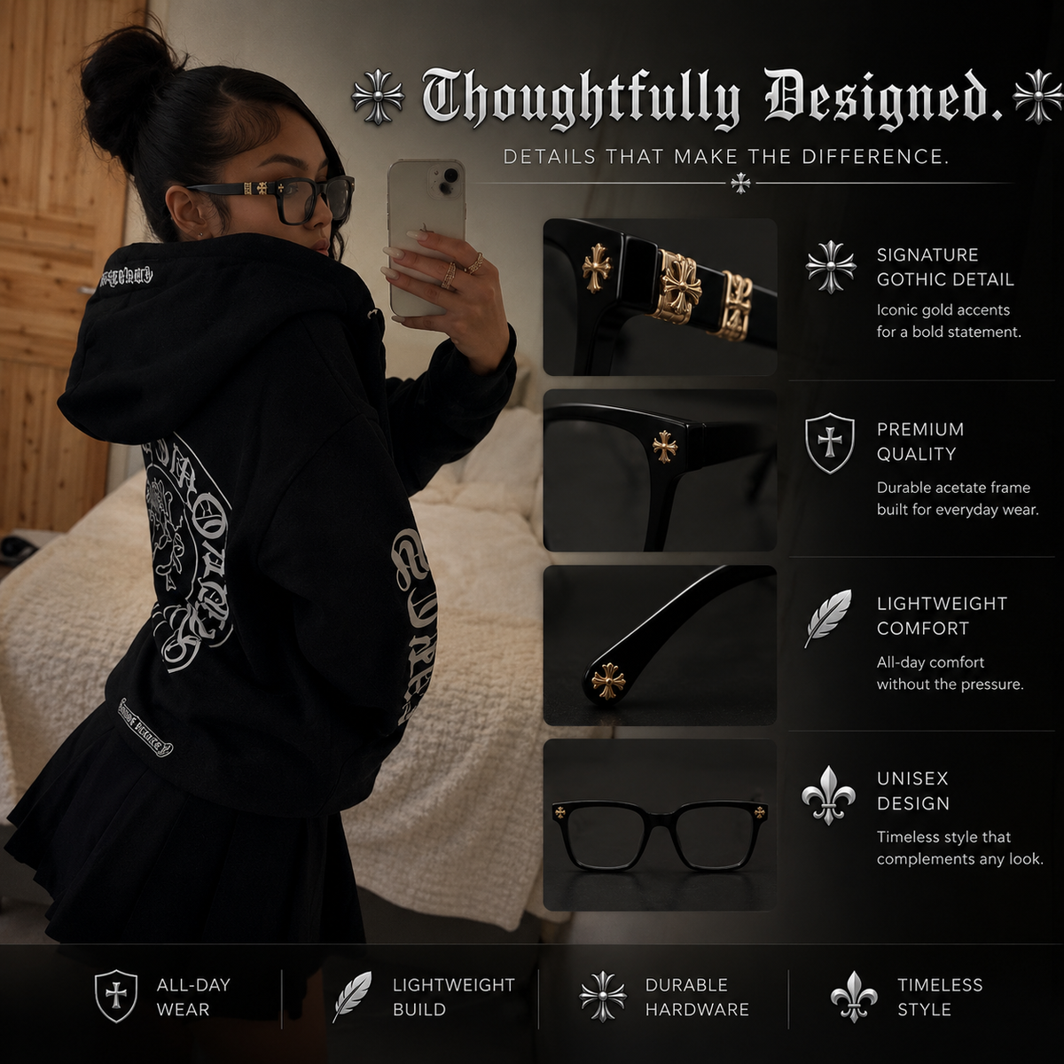Chrome Hearts Style Glasses
