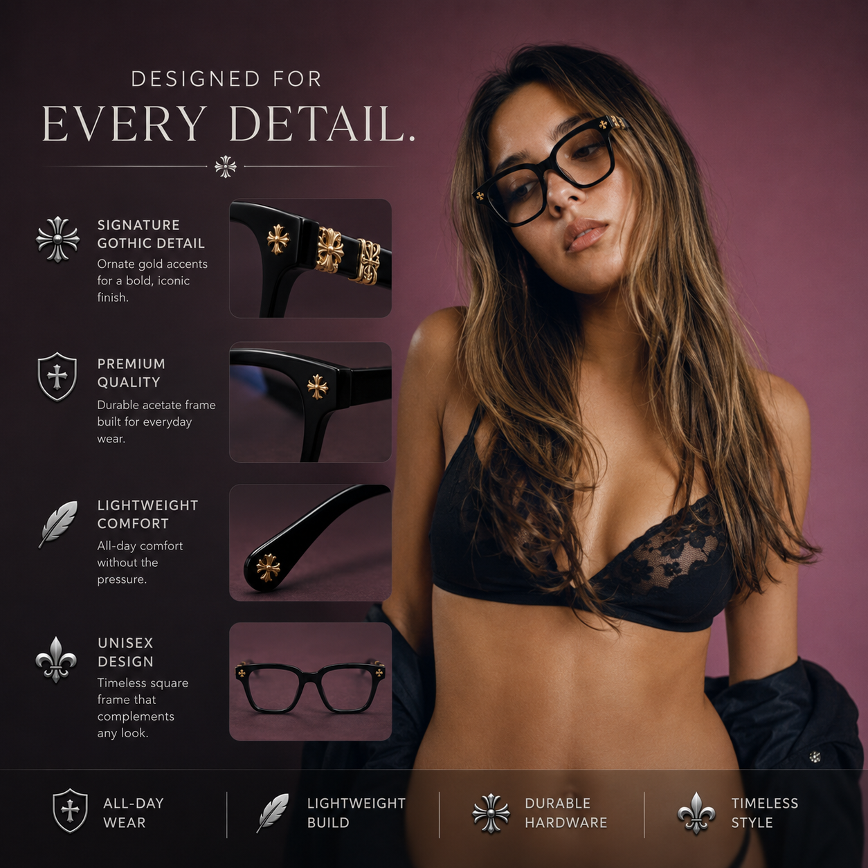 Chrome Hearts Style Glasses