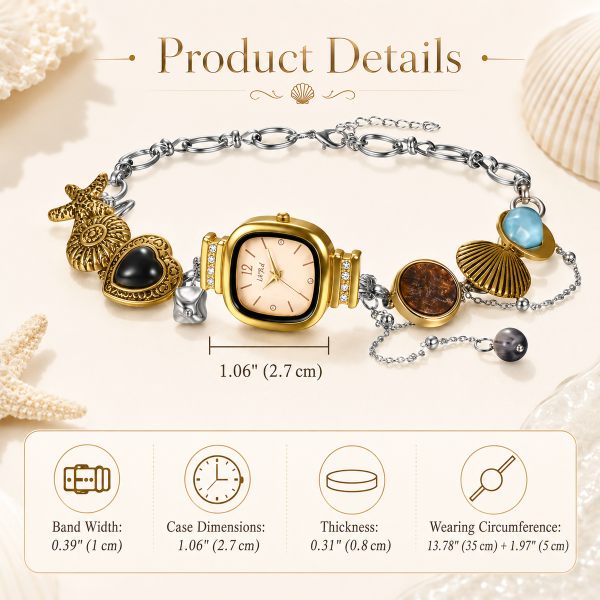 Ocean Themed Analog Quartz Watch Necklace