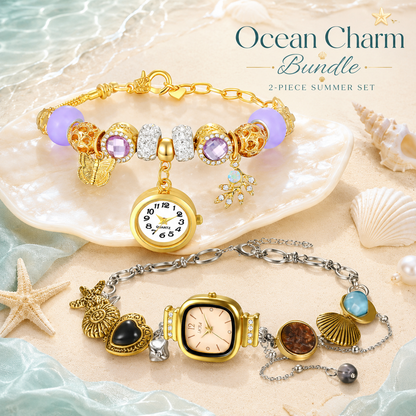 Ocean Themed Analog Quartz Watch Necklace