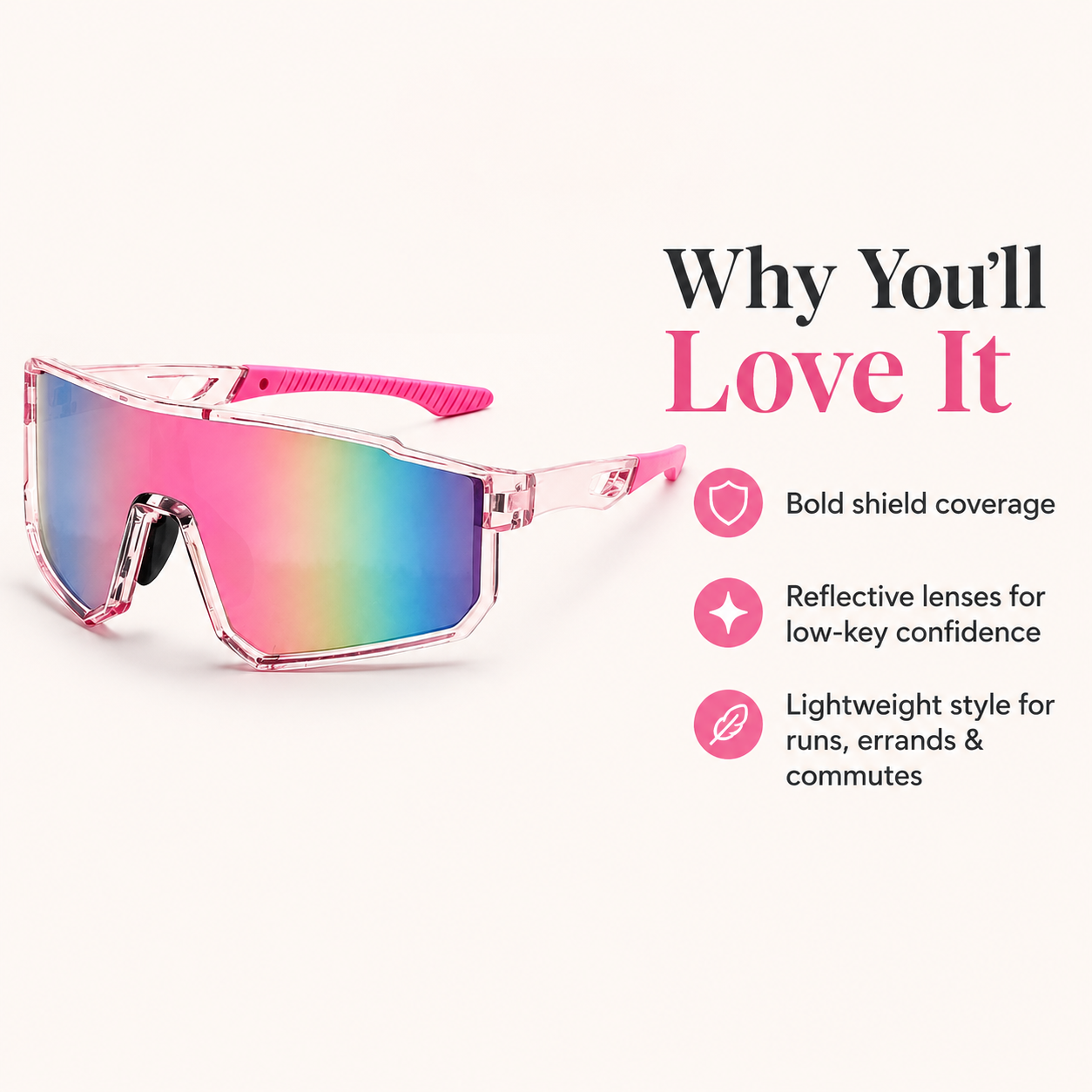 Shield Sport Sunglasses, Bold Coverage for Walks, Errands & Outdoor Days