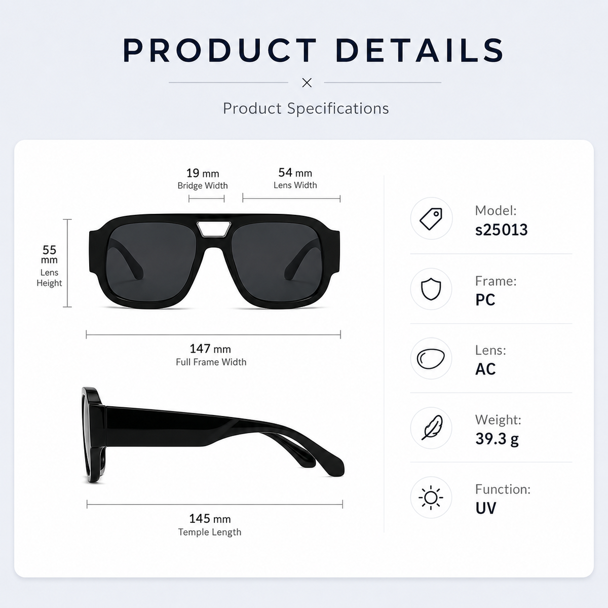Double Bridges Square Sun Glasses